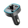 FM трансмитер – Techsuit JamLink (MFM2) – Dual USB, SD карта, син LED ринг, ултракомпактен – Черен