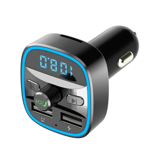 FM трансмитер – Techsuit JamLink (MFM2) – Dual USB, SD карта, син LED ринг, ултракомпактен – Черен