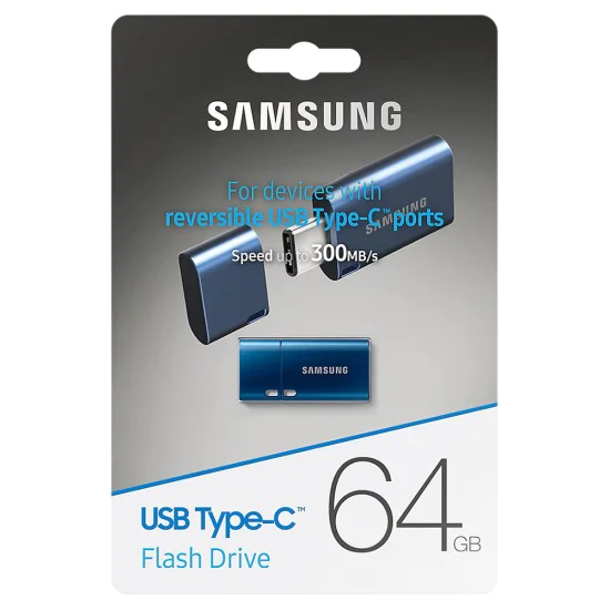 Samsung - Memory Stick (MUF-64DA/APC) - Type-C памет OTG, 64GB, 400MB/s, 5-proof технология, компютър, лаптоп, таблет - Син