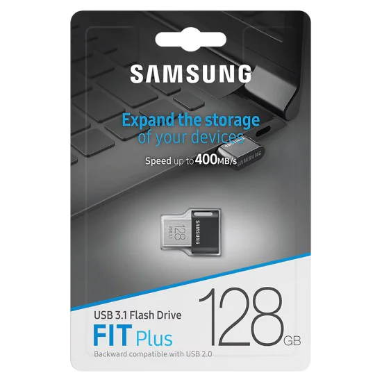 Samsung - Memory Stick FIT Plus (MUF-128AB/APC) - USB 3.1, 128GB, 400MB/s, Plug-in, PC, Notebook, 5-степенна защита - Черен