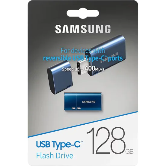 Samsung - Memory Stick (MUF-128DA/APC) - Type-C памет OTG, 128GB, 400MB/s, 5-proof технология, компютър, лаптоп, таблет - Син