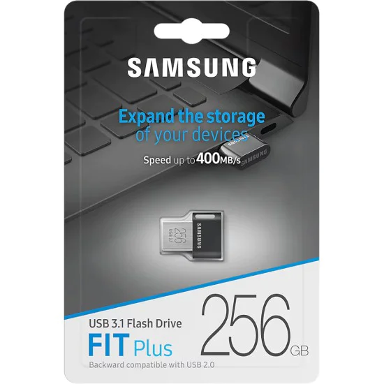 Samsung - Memory Stick FIT Plus (MUF-256AB/APC) - USB 3.1, 256GB, 400MB/s, Plug-in, PC, Notebook, 5-степенна защита - Черен