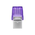 Kingston - Memory Stick DataTraveler microDuo (DTDUO3CG3/128GB) - USB 3.2 gen 1, Type-C, OTG, 128GB, 200MB/s - Сив Лилав