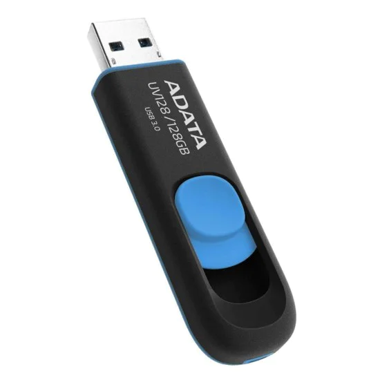 Adata - Memory Stick UV128 (AUV128-128G-RBE) - USB 3.2 Gen1 (USB 5Gbps), 128GB, 100MB/s четене, Windows, MacOS, Linux - Черен