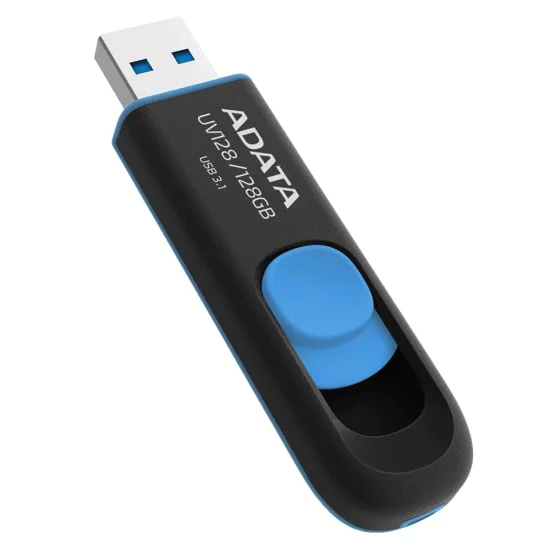 Adata - Memory Stick UV128 (AUV128-128G-RBE) - USB 3.2 Gen1 (USB 5Gbps), 128GB, 100MB/s четене, Windows, MacOS, Linux - Черен