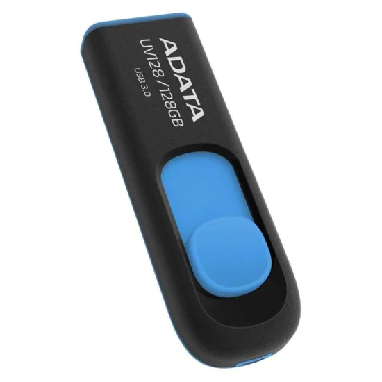 Adata - Memory Stick UV128 (AUV128-128G-RBE) - USB 3.2 Gen1 (USB 5Gbps), 128GB, 100MB/s четене, Windows, MacOS, Linux - Черен