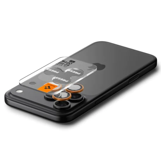 Протектор за камерата (2 броя) за iPhone 17 / 16 / 15 / 14 Pro & Pro Max - Spigen Optik.tR EZ Fit Pro - Оранжево