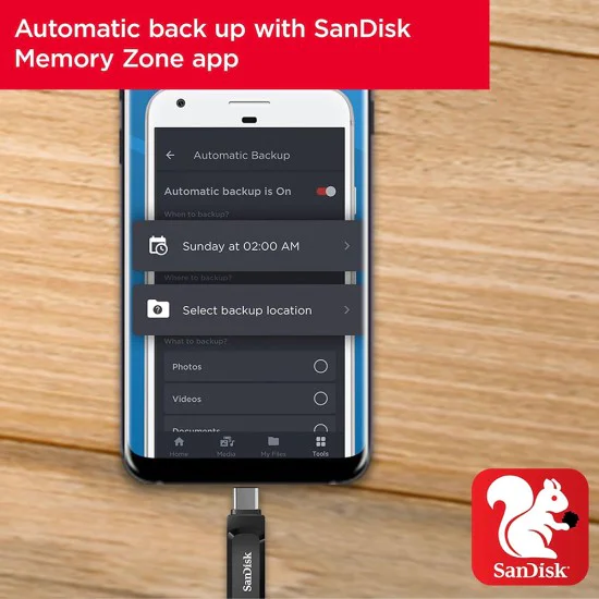 USB памет SanDisk Ultra Dual Drive Go – USB / Type-C, 256GB, 400MB/s – Черен