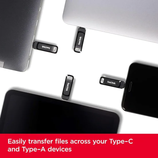 USB памет SanDisk Ultra Dual Drive Go – USB / Type-C, 256GB, 400MB/s – Черен