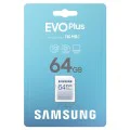 Карта памет Samsung EVO Plus – SDXC 64GB, Class 10, UHS-I, U1, V10, A1, 180MB/s – Бял
