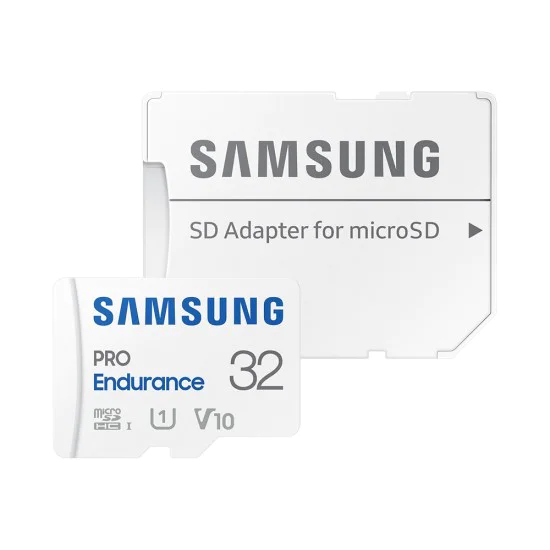 Samsung - Карта памет PRO Endurance (MB-MJ32KA/EU) - MicroSDXC, 32GB, адаптер, UHS-I, клас 10, за камера за видеонаблюдение - Бял