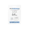 Карта памет Samsung PRO Endurance – microSDXC 64GB + Адаптер, UHS-I, Class 10, 140K часа, FHD/4K – Бял