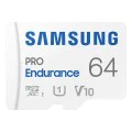 Карта памет Samsung PRO Endurance – microSDXC 64GB + Адаптер, UHS-I, Class 10, 140K часа, FHD/4K – Бял