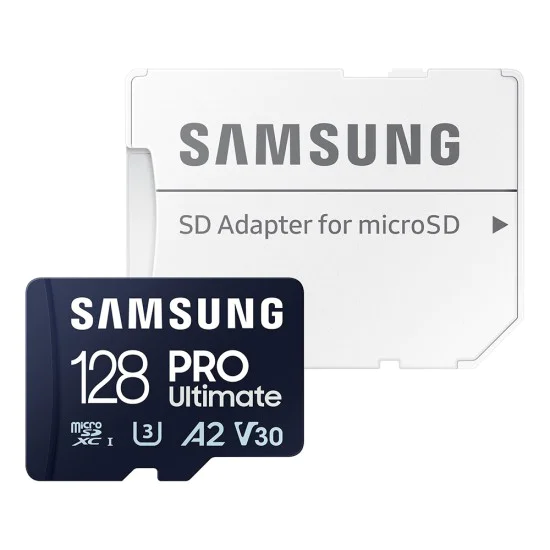 Samsung - Memory Card PRO Ultimate (MB-MY128SA/WW) - MicroSDXC, Адаптер, 128GB, UHS-I, U3, V30, A2, 200MB/s - Син/Бял