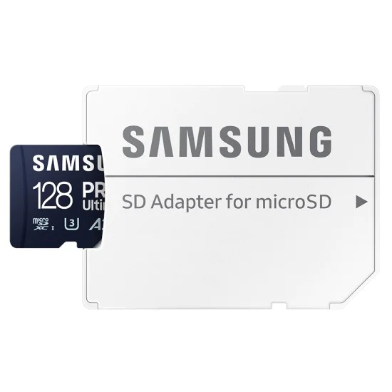 Samsung - Memory Card PRO Ultimate (MB-MY128SA/WW) - MicroSDXC, Адаптер, 128GB, UHS-I, U3, V30, A2, 200MB/s - Син/Бял