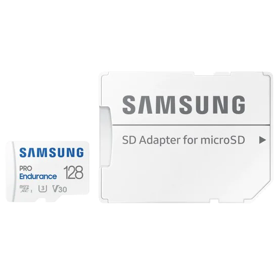 Samsung - Карта памет PRO Endurance (MB-MJ128KA/EU) - MicroSDXC, Адаптер, 128GB, UHS-I, U3, V30, Клас 10, 100MB/s - Бял