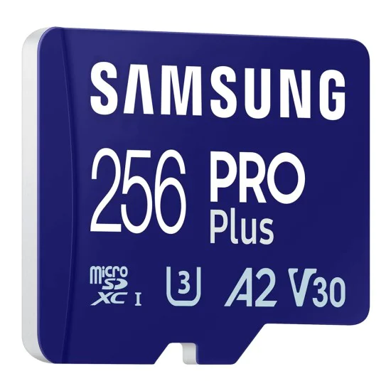 Samsung - Карта памет PRO Plus (MB-MD256SA/EU) - MicroSDXC, Адаптер, 256GB, UHS-I, U3, Клас 10, V30, A2, 180 MB/s - Бял