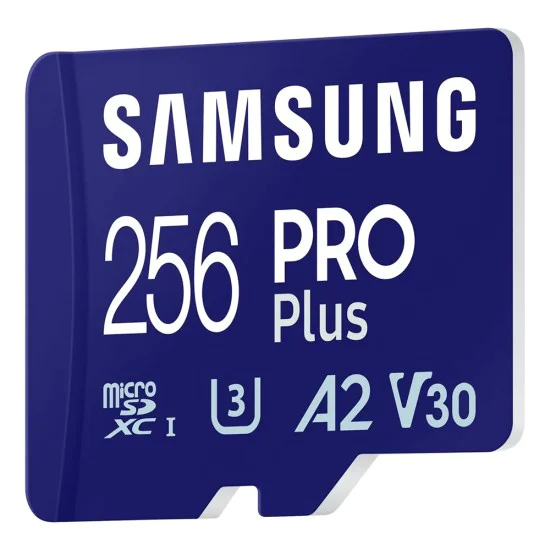 Samsung - Карта памет PRO Plus (MB-MD256SA/EU) - MicroSDXC, Адаптер, 256GB, UHS-I, U3, Клас 10, V30, A2, 180 MB/s - Бял