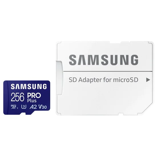 Samsung - Карта памет PRO Plus (MB-MD256SA/EU) - MicroSDXC, Адаптер, 256GB, UHS-I, U3, Клас 10, V30, A2, 180 MB/s - Бял