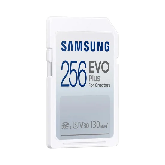 Карта памет Samsung EVO Plus – SDXC 256GB, UHS-I, U3, V30, A2, 130MB/s – Бял
