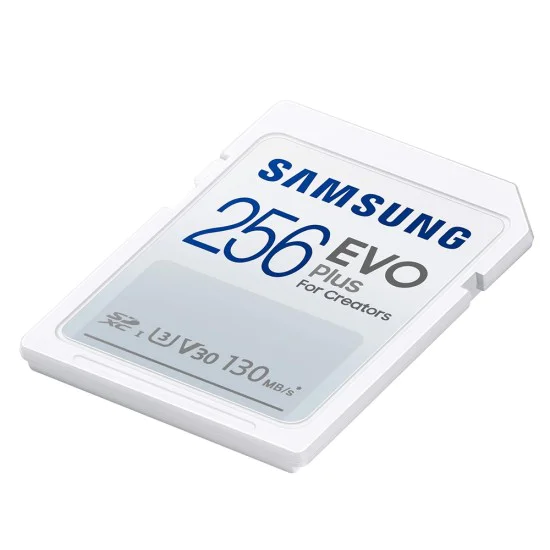 Карта памет Samsung EVO Plus – SDXC 256GB, UHS-I, U3, V30, A2, 130MB/s – Бял