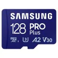 Карта памет Samsung PRO Plus + Reader – microSDXC 128GB, UHS-I, U3, V30, A2, 180MB/s – Син / Бял