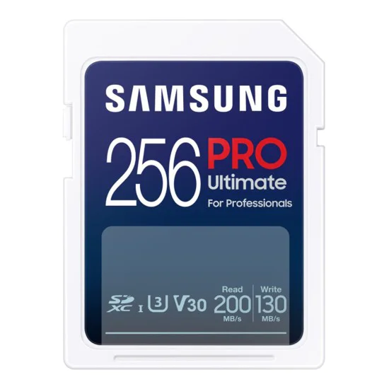 Карта памет Samsung PRO Ultimate – SDXC 256GB, UHS-I, U3, V30, A2, 200MB/s – Син