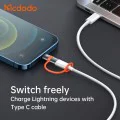 Адаптер (OT-0510) със силиконова каишка - Mcdodo - Type-C към Lightning, 36W - Сиво