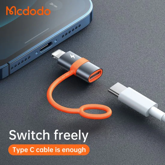 Адаптер (OT-0510) със силиконова каишка - Mcdodo - Type-C към Lightning, 36W - Сиво