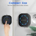 Techsuit - Премиум безжичен звънец за врата Buzzzly (SU1) - Водоустойчив, 38 уникални мелодии, 4 нива на сила на звука, 5 режима музика/светкавица - Черен