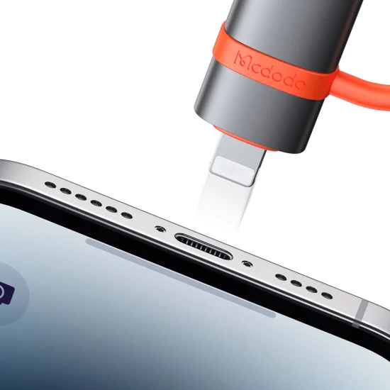 Адаптер (OT-2600) със силиконова каишка - Mcdodo - USB към Lightning, 480Mbps - Сиво