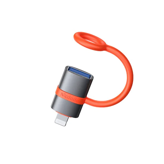 Адаптер (OT-2600) със силиконова каишка - Mcdodo - USB към Lightning, 480Mbps - Сиво