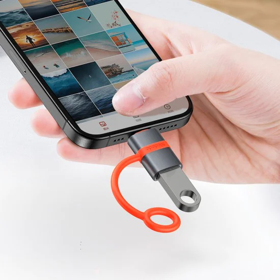 Адаптер (OT-2600) със силиконова каишка - Mcdodo - USB към Lightning, 480Mbps - Сиво