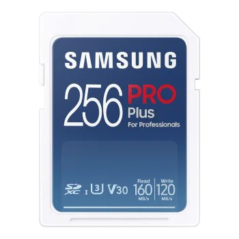 Карта памет Samsung PRO Plus + Четец – SDXC 256GB, UHS-I, U3, V30, A2, 160MB/s – Син / Бял