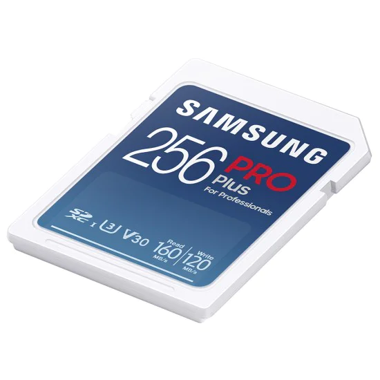 Карта памет Samsung PRO Plus + Четец – SDXC 256GB, UHS-I, U3, V30, A2, 160MB/s – Син / Бял