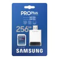 Карта памет Samsung PRO Plus + Четец – SDXC 256GB, UHS-I, U3, V30, A2, 160MB/s – Син / Бял