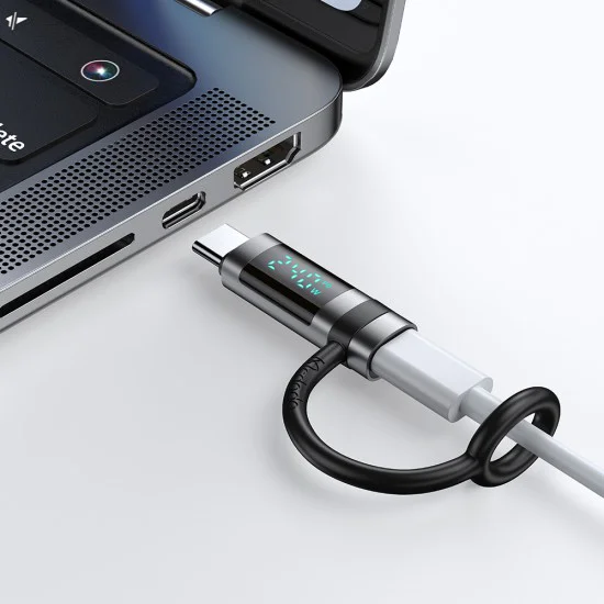 Адаптер Pigeon Series (OT-2620) със силиконова каишка - Mcdodo - USB-C към USB-C, 240W - Черно
