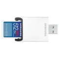 Карта памет Samsung PRO Plus + Четец – SDXC 512GB, UHS-I, U3, V30, A2, 180MB/s – Син / Бял