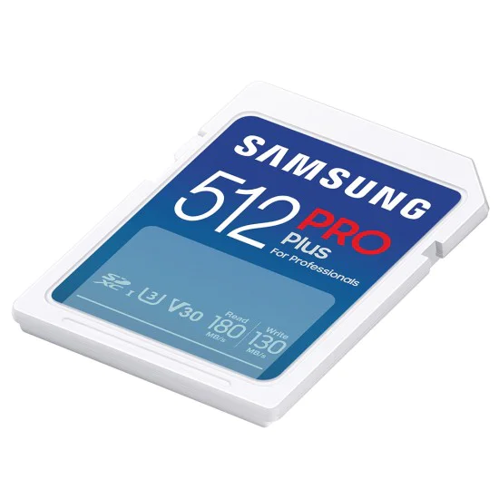 Карта памет Samsung PRO Plus + Четец – SDXC 512GB, UHS-I, U3, V30, A2, 180MB/s – Син / Бял