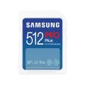 Карта памет Samsung PRO Plus + Четец – SDXC 512GB, UHS-I, U3, V30, A2, 180MB/s – Син / Бял
