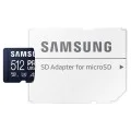 Карта памет Samsung PRO Ultimate – microSDXC 512GB + Адаптер, UHS-I, U3, V30, A2, 200MB/s – Син / Бял
