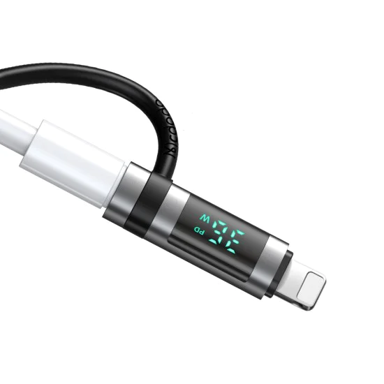 Адаптер Pigeon Series (OT-2610) със силиконова каишка - Mcdodo - USB-C към Lightning, 36W, LED дисплей - Черно