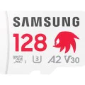 Карта памет Samsung PRO Plus SONIC – microSDXC 128GB + Адаптер, UHS-I, U3, V30, A2, 180MB/s – Червен / Бял