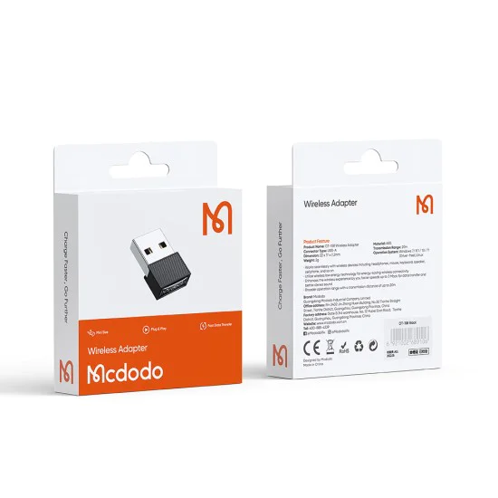 Безжичен Bluetooth адаптер (OT-1580) - Mcdodo - USB, Bluetooth V5.1 - Черно