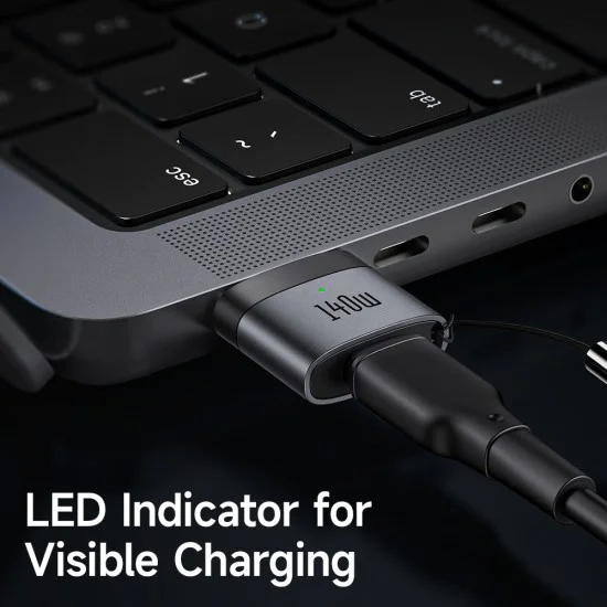 OTG адаптер (OT-6850) за MacBook Air/Pro - Mcdodo - Type-C към MagSafe 3, 140W, алуминиев, LED индикатор - Черно