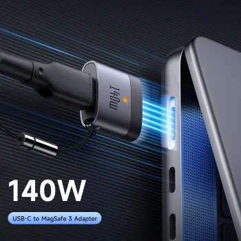 OTG адаптер (OT-6850) за MacBook Air/Pro - Mcdodo - Type-C към MagSafe 3, 140W, алуминиев, LED индикатор - Черно