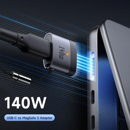 OTG адаптер (OT-6850) за MacBook Air/Pro - Mcdodo - Type-C към MagSafe 3, 140W, алуминиев, LED индикатор - Черно