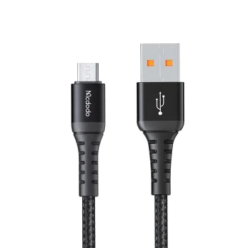 Кабел за данни – Mcdodo (CA-2281) – USB → Micro-USB, найлон оплетка, алуминий, QC4.0/3.0, 1m – Черен