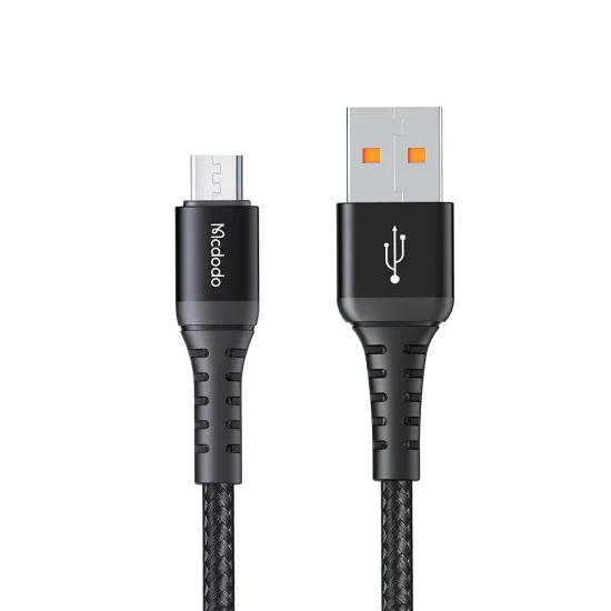 Кабел за данни – Mcdodo (CA-2281) – USB → Micro-USB, найлон оплетка, алуминий, QC4.0/3.0, 1m – Черен