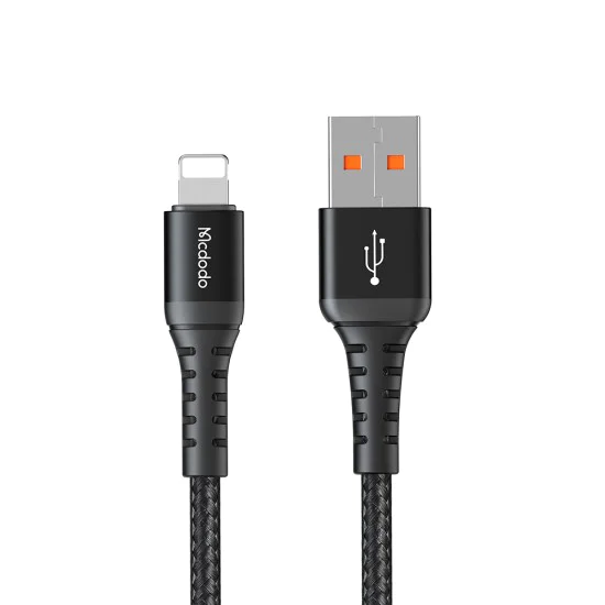 Кабел за данни – Mcdodo (CA-2261) – USB → Lightning, найлон оплетка, алуминий, 3A, 1m – Черен